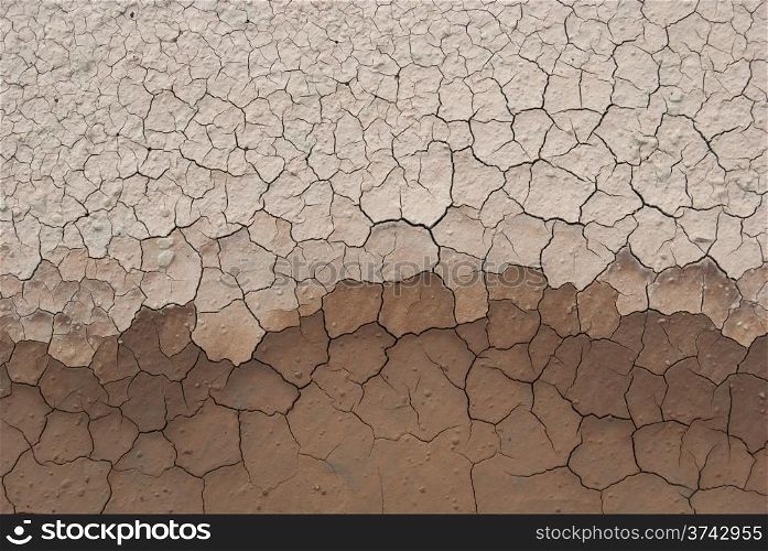 cracked ground. cracked ground sludge produced by the drying