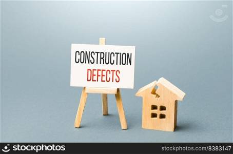 Cracked house and construction defects sign. Correction of damage and elimination of causes that violate the integrity of the building structure. New technologies for restoration and renovation.