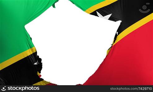 Cracked Saint Kitts and Nevis flag, white background, 3d rendering. Cracked Saint Kitts and Nevis flag