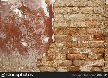 Cracked wall. Half plastered brick wall a lot of copy space. Aged architecture detail. Grunge brick wall half plastered. Half-painted weathered brick wall with copy-space. Cracked wall. Half plastered weathered brick wall a lot of copy space. Aged architecture detail. Grunge brick wall half plastered. Half-painted weathered brick wall with copy-space