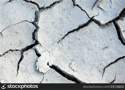 Cracks in the land of a river in drought due to climate change