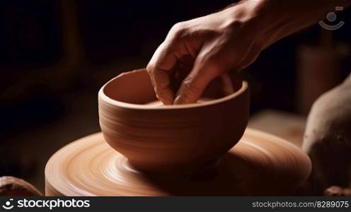 Crafting Art  The Potter’s Hands at Work. Generative ai