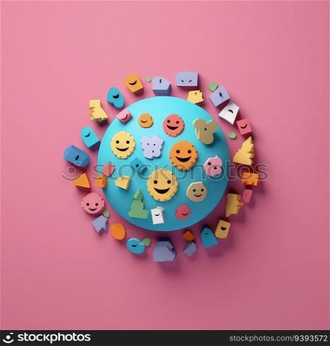 Crafting Emotions 3D Paper Cut Artwork Celebrating World Emoji Day. For print, web design, UI, poster and other.