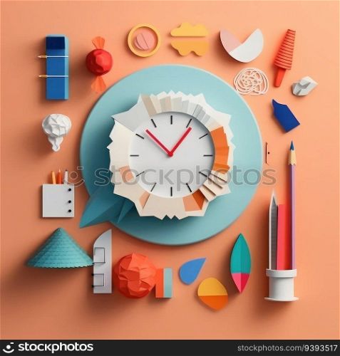 Crafting Knowledge Beautiful and Modern 3D Paper Cut Craft Illustration for Back to School. for print, website, poster, banner, logo, celebration