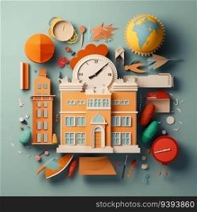 Crafting Success Modern and Minimalistic 3D Paper Cut Illustration for Back to School. for print, website, poster, banner, logo, celebration