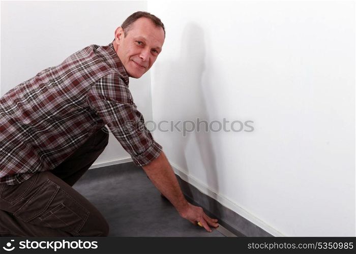 craftsman changing the carpet
