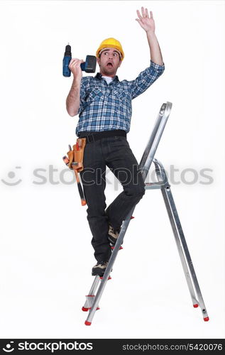 craftsman falling off a ladder