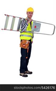 craftsman holding a ladder