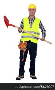 craftsman holding a shovel