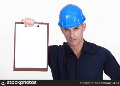 craftsman holding clipboard