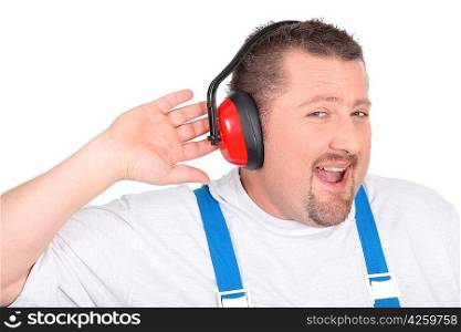 craftsman wearing earphones