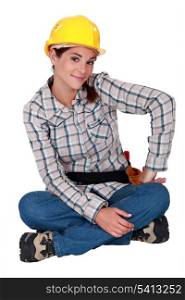 Craftswoman sitting cross-legged