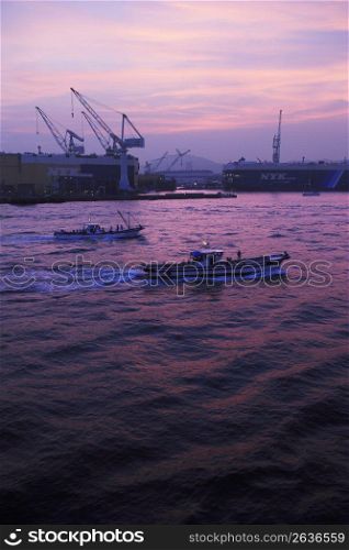 Crane and Fishing boat
