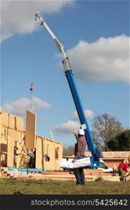 Crane on work site