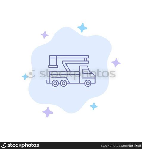 Crane, Truck, Lift, Lifting, Transport Blue Icon on Abstract Cloud Background