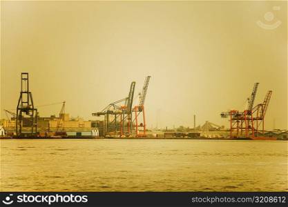 Cranes at a commercial dock