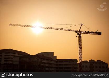 Cranes construction silhouette