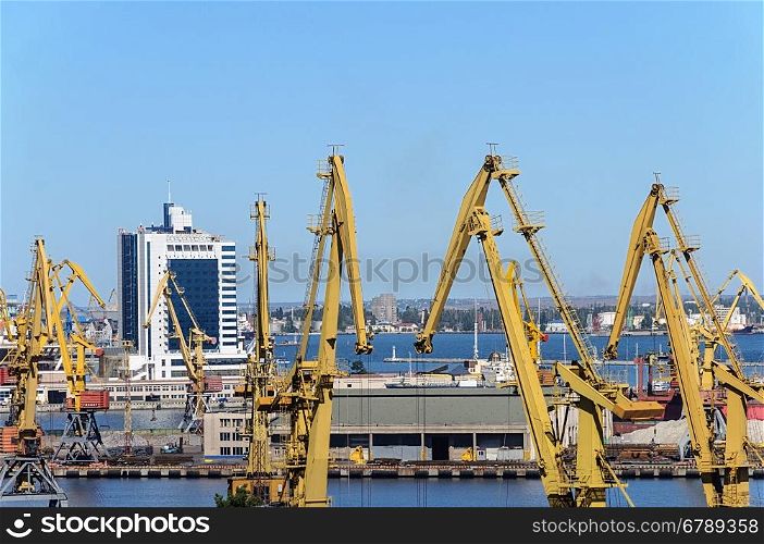 Cranes in Commercial Sea Port of Odessa, Ukraine