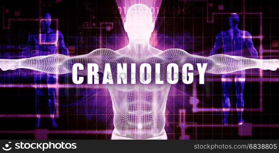 Craniology as a Digital Technology Medical Concept Art. Craniology