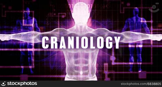 Craniology as a Digital Technology Medical Concept Art. Craniology