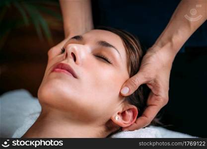 Craniosacral Therapy or CST Massage of Woman’s Head. Craniosacral Therapy or CST Head Massage.