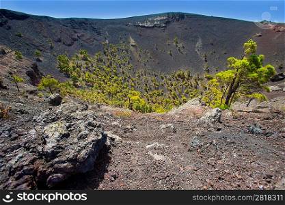 Crater in La Palma San Antonio volcano Fuencaliente at Canary islands
