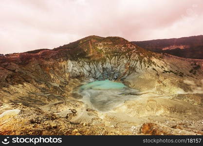 Crater lake of Tangkuban Perahu, Bandung, West Java, Indonesia.