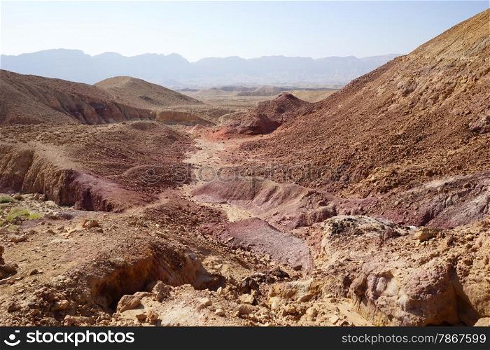 Crater Makhtesh Katan in Negev desert in Israel