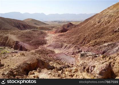 Crater Makhtesh Katan in Negev desert in Israel