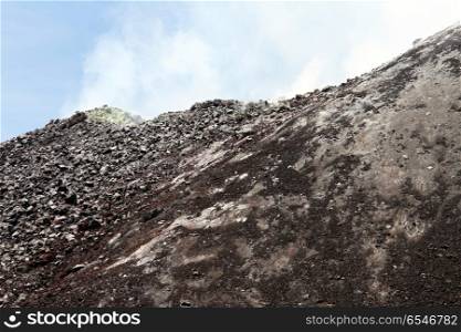 Crater of volcano Krakatau in Indonesia