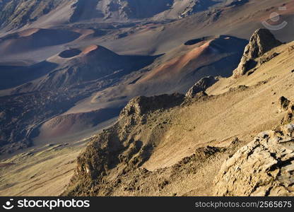 Craters of dormant volcano in Haleakala National Park in Maui, Hawaii.