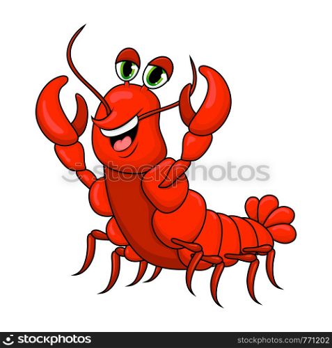 crawfish cartoon cute character illustration isolated on white background