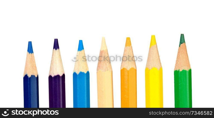 Crayon colored pencils isolated on a white background