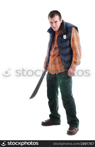 Crazy man isolated on white