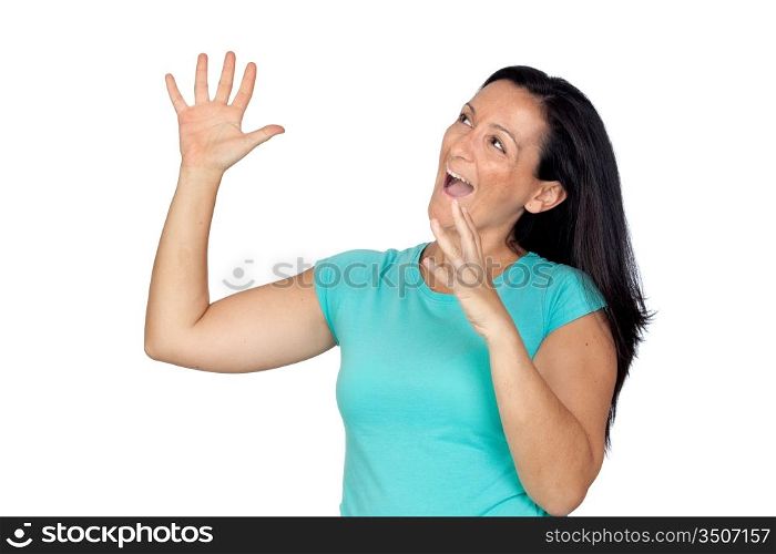 Crazy woman isolated on a over white background