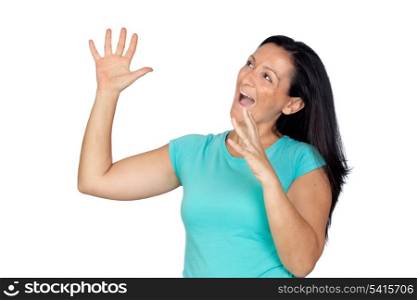 Crazy woman isolated on a over white background