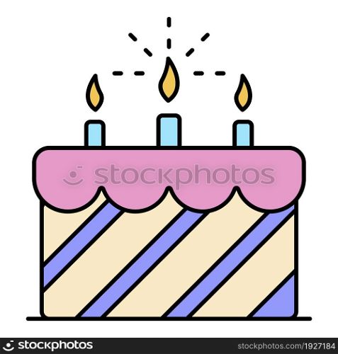 Cream birthday cake icon. Outline cream birthday cake vector icon color flat isolated. Cream birthday cake icon color outline vector