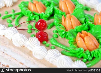 cream cake closeup with cherry