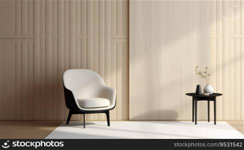 Cream colour wall panels and a side table in a minimalistic