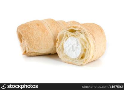 Cream eclairs isolated on a white background