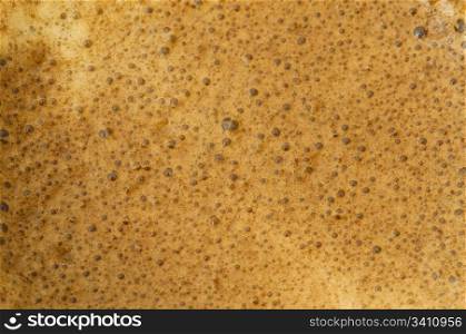 Cream of coffee. Broun coffee background with bubbles