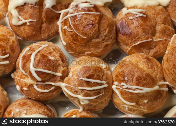 Cream puff French dessert closeup