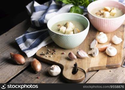 cream soup of celery, mushrooms, zucchini, onion and cream
