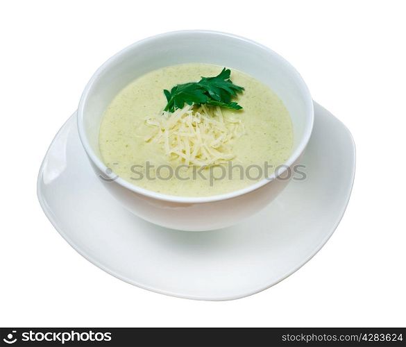 cream soup with zucchini, cheese and cream