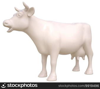 Creamy milky cow. Clipping path included. 3D illustration. Creamy milky cow on white background