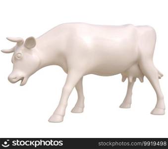 Creamy milky cow. Clipping path included. 3D illustration. Creamy milky cow on white background