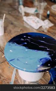 Creating a wave pattern in epoxy resin with a hair dryer.. The work of a hair dryer on epoxy resin creating waves 4299.