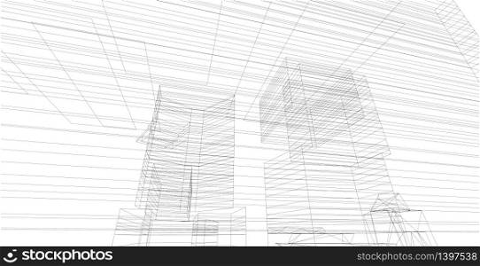 Creating architectural sketch, Modern architectural concept idea.