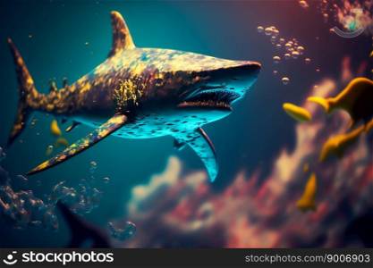 Creative abstract Dangerous Shark.  Image created with Generative AI technology
