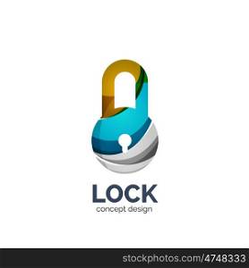 creative abstract lock logo created with lines, security concept